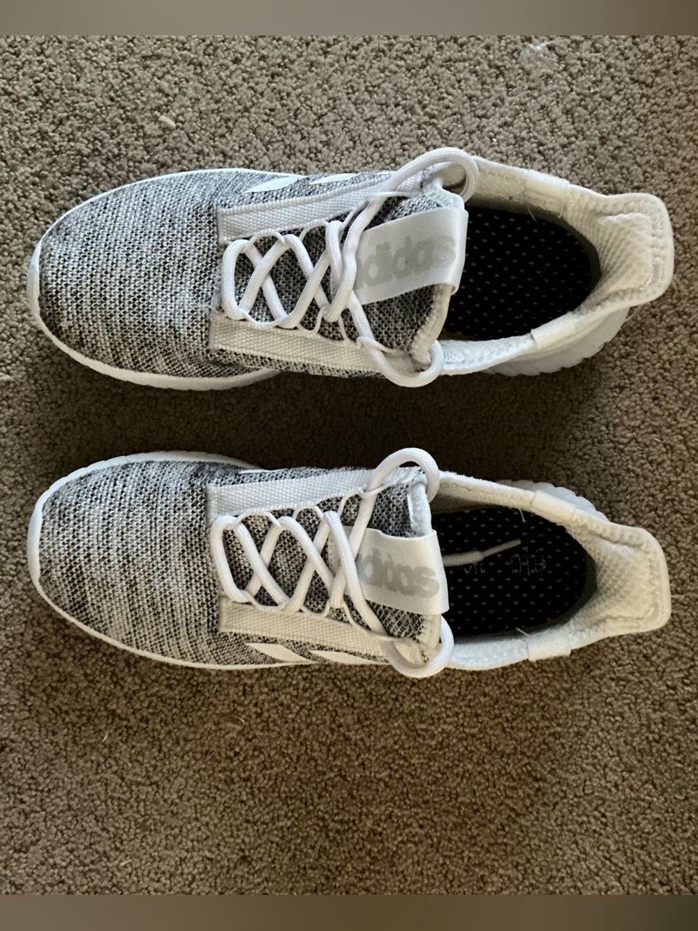 adidas Men’s Gray & White Knit Slip-On Sneakers